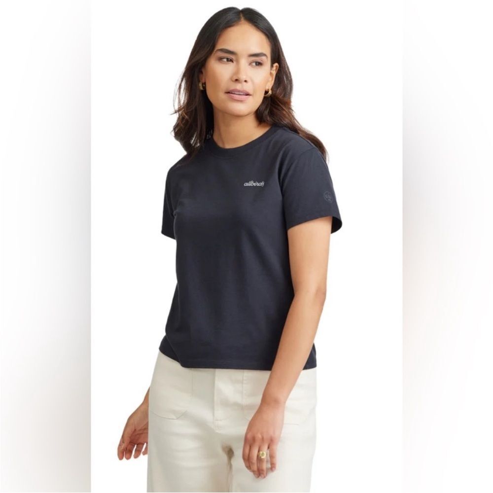NWT Allbirds Women's Allgood Cotton Logo Tee Black Size M